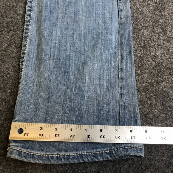 BKE Jeans Mens 33L 33x31 Blue Carter Bootcut Wester Faded Whiskering - Picture 8 of 11